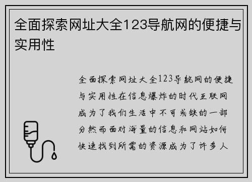 全面探索网址大全123导航网的便捷与实用性